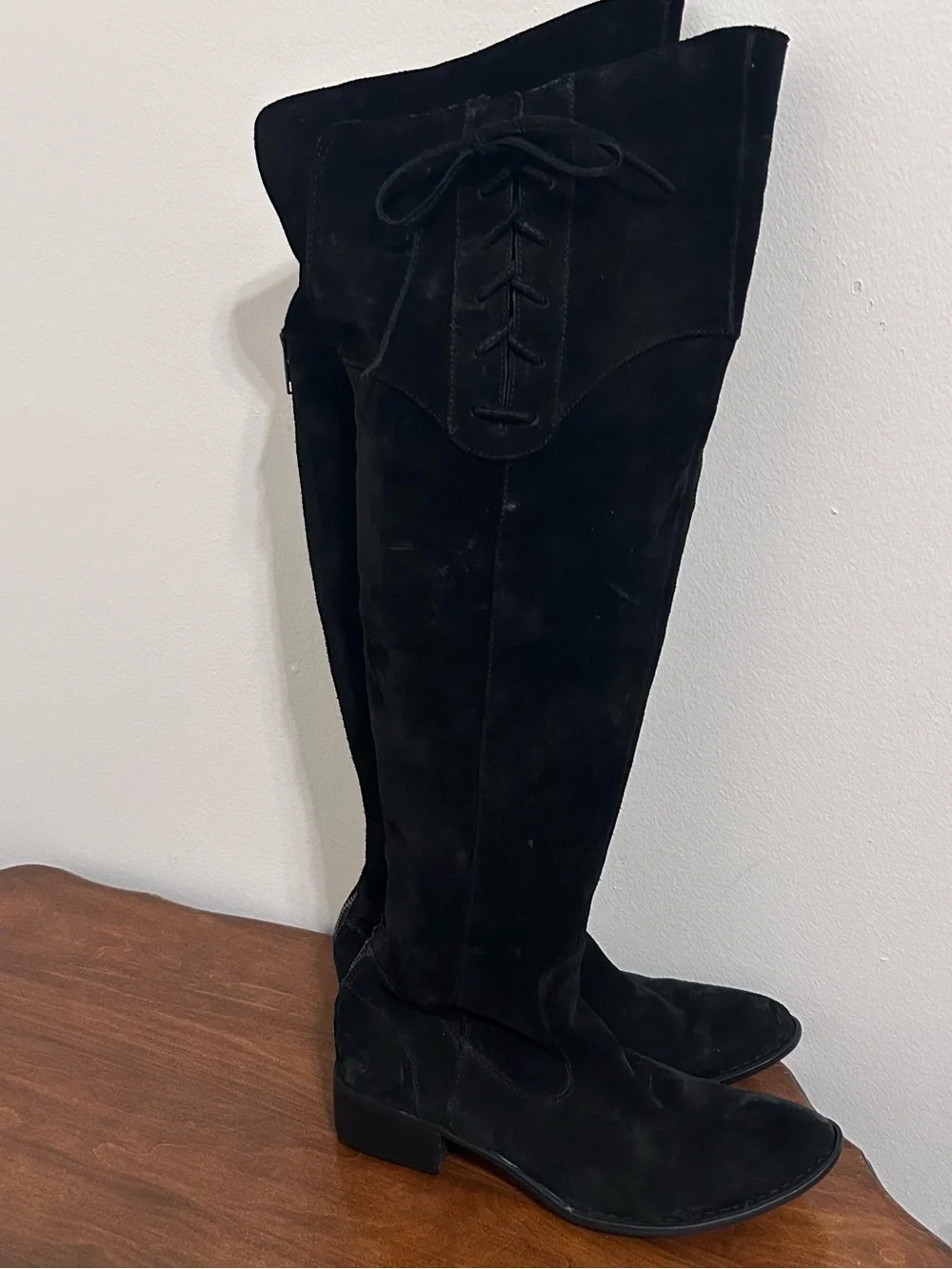 Born Black Suede Over-the-Knee Lace-Up Tall Riding Festival Boots Size 8